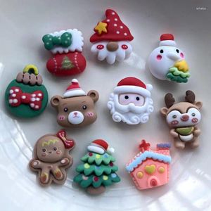 Estatuetas decorativas de resina fofa, coleção de floco de neve de natal, desenhos animados, parte traseira plana, cabochão, álbum de recortes, kawaii, acessórios de enfeites diy