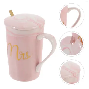 Canecas Caneca decorativa bebe copo de água cerâmica bebendo café com colher e tampa