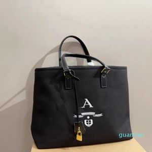 Nova moda casual tote carta lona saco de compras ombro único carregando grande capacidade praia