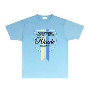 rhude verão tshirt designer camiseta para homens e mulheres tendência marca RH118 Medalha de três cores impressa de manga curta camiseta roupas de moda tamanho S-XXL