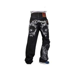Cross Border E-commerce Gothic Pattern Y2K Men's Jeans Retro Hip-hop Loose Punk Style Harajuku Jeans