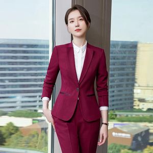 Kvinnors tvåstycken Pants Ladies Office Work Wear Suits Formal Ol Styles Pantsuits For Women Blazers Femininos Professional Career Interview