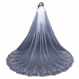 Partihandel Velo de Novia Cathedral Wedding Veil Lace Appliques 3*3 meter Boda Wedding Accores Bridal Veils P9mg#