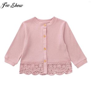 Jackets Kids Baby Girls Casual Spring Autumn Cardigan Coat Long Sleeve Floral Lace All-match Shirt Tops Party Dress Outerwear Daily Wear