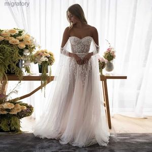 Urban Sexy Kleider Sparkling Eightale Bohemian Wedding Off the Shoulder Perlen mit Perlenapplikationen Kleid Boho Bridal 2023 yq240329