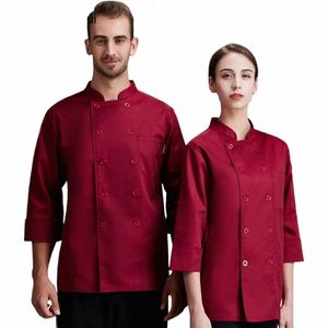 kockjacka hotell kök skjorta män lg hylsa bageri kockrock unisex catering arbetskläder restaurang kvinnor servitör enhetlig f5mk#