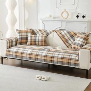 Sandalye pamuk iplik rengi dokuma kanepe yastık kapağı havlu ekose tüm mevsim evrensel anti slip modern basit jacquard slipcover