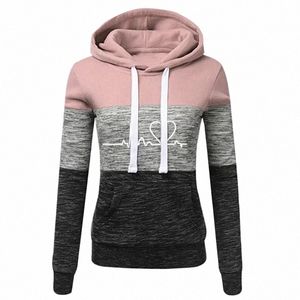 Sonbahar Kış Sıcak Kadın Polar LG Kollu Hoodie Fi Slim Fit Sweatshirt bayanlar Günlük Renk Eşleşen Açık Havada Kazak 690J#