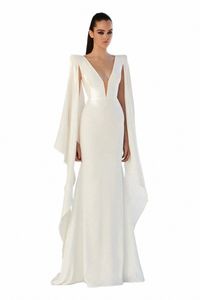 2023 New Arrival Runway Luxury Designer Dres Female Sexy V Neck Evening Elegant White Lg Mermaid French Maxi Dr Women S5PQ#