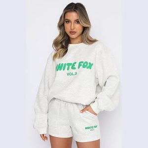 Designer Women's Hoodies Letter Print 2 Piece Outfits FOX Cowl Neck Long BLACK WHITE Sleeve Sweatshirt and Pants Set Tracksuit Pullover Hooded Sports Suit 960