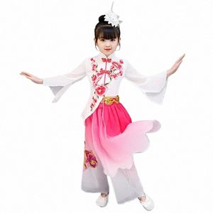 Yangko Abbigliamento da ballo per ragazze Costumi di danza classica nazionale cinese per bambini Abbigliamento Hanfu Ombrello Abbigliamento da ballo Abbigliamento t6od #