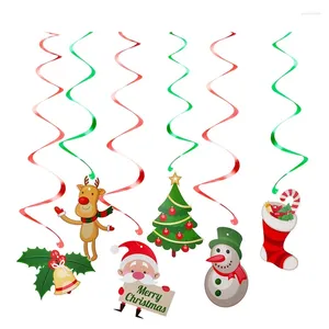 Decorative Flowers Promotion! 1 Set Christmas Spiral Ceiling Hanging Santa Claus Elk Bell Swirl Banner Party Home Living Room Decoration
