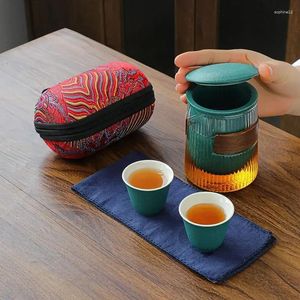 Teaware set Pot Tea Cup Camping som bär hushåll Kung utomhus reseboxuppsättning Tillbehör gåva och keramiska fu -resor