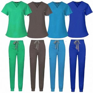 Agenzia di bellezza Scrub Abito da donna Pet Shop Infermieristica veterinaria Accories Uniforme medica Top traspirante Pantaloni Jogger Tute unisex Q3qP #