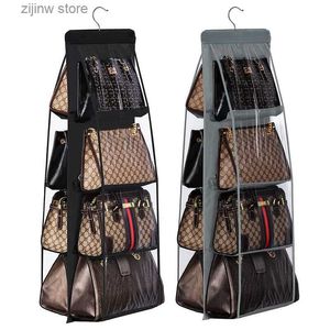 Other Home Storage Organization For Wardrobe Closet Transparent Storage Bag Hanging Handbag Organizer Door Wall Clear Sundry Shoe Bag with Hanger Pouch Y240329