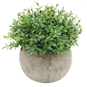 Decorative Flowers Mini Plastic Artificial Plants Grass In Pot For Home Garden Decor