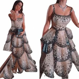 Prom Dres sexig spaghetti bollklänning quinceanera frs skiktad chiff ocn aftonklänning vestido de festa mulher luxo m2dg#