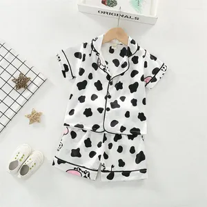 Set di abbigliamento Ragazzi Ragazze Bambini Pigiama Cartoon Mucca Manica corta T-shirt Top con pantaloni Bambino Bambino Vestiti per dormire Pigiami Indumenti da notte