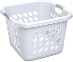 Sacos de lavanderia Sterilite 1.5 Bushel Ultra Square Basket Alças de conforto de plástico para transportar facilmente roupas brancas 6 pacotes