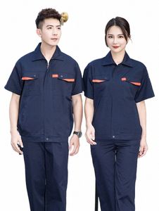 Summer Short Sleeve Work Clothes Set For Men Auto Repair Workshop Uniformer Engineering Labor Protecti Worker Coveralls Factory J7UV#