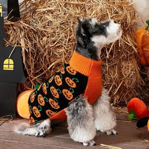 Hundkläder husdjurskläder vinter varm jultröja för små medelstora hundar katter stickade halloween pumpa valpjacka kläder