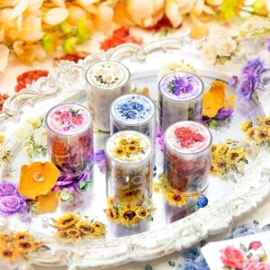 Gift Wrap 1Roll 2M PET Tape Floating Glimpse Flowers Material Adhesives Loop Handbook Decoration Sticker Scrapbook Cut 50MM