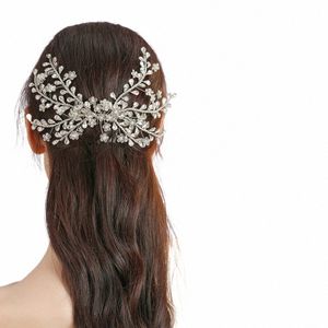 Bröllop Bridal Rhineste Headpiece With Comb Woman Hair Clips Wedding Hair Accores Bride Headdr för festsmycken P3NI#