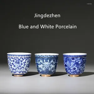 Copos pires chinês azul e branco porcelana xícara de chá pequena tigela cerâmica xícara de café cerveja vinho caneca drinkware