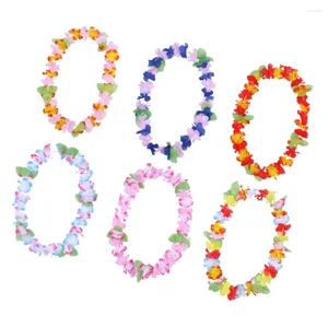 Dekoratif Çiçekler 6 Pcs Luau Garland Hawaii Kolye Çiçek Kafa Bandı Hawaii Leis Çim Etekler