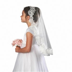 ishsy Wedding Fr Girls First communi Veils Lace Edge One Layer Children Kids Tulle Veils Voiles Filles velos de Novia C98Q#