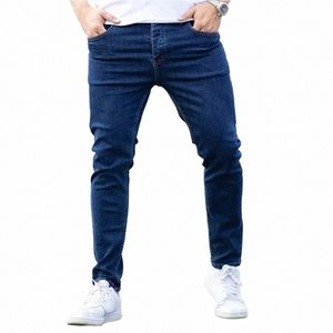 Mens Jeans Slim Fit Quality Grey Casual Mane Jeans Pants Skinny Fit Men byxor Hip Hop Streetwear 98% Cott Denim Trousers B6HM#