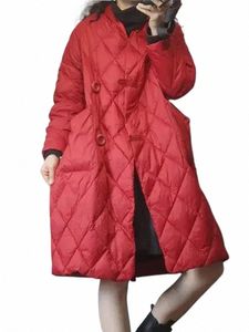 Överdimensionerad Loose Down Cott Coat Jacket Baggy Stand Collar Padded Chamarrras Winter Lightweight Casaco Vintage Midi Lengt I1jr#