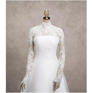 Involucri da sposa collo alto Abiti da sposa economici moda giacche da sposa maniche lunghe involucri da sposa in pizzo bianco Spedizione gratuita