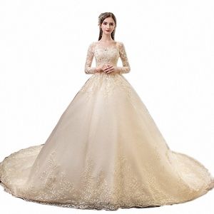 abito da sposa Dres 2023 manica lunga da sposa Dr con strascico abito da ballo Princ pizzo di lusso Vestido De Noiva formato personalizzato l0bx #