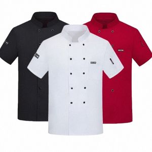 Chef jaqueta homens mulheres manga curta malha respirável restaurante garçom uniforme cozinha cozinhar camisas c05c #