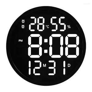 Wall Clocks LED Clock Luminous Large Mute Digital Temperature And Humidity Electronic Living Room Decoration