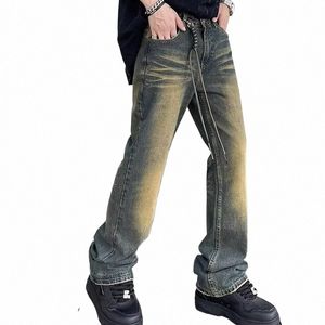 2023 y2k fi old blueペンダントバギー新しいジーンズkpopパンツ男性服