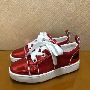 Casual Shoes Luxury Low Help Red Real Leather Bottom For Men Flats Loafers Size 48 Wedding Sneaker Women Spikes