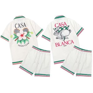 Casablanc 22ss Designerhemden Masao San Print Herren Casual Damen Lose Seide Casablacnca Hemd Kurzarm T-Shirt Hochwertige T-Shirts