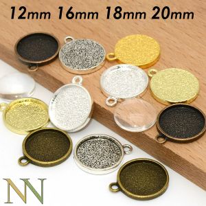 Componentes 100 x moldura redonda configuração 12mm 16mm 18mm 20mm bandeja pingente base em branco ouro sier bronze cobre gunmetal para fazer jóias