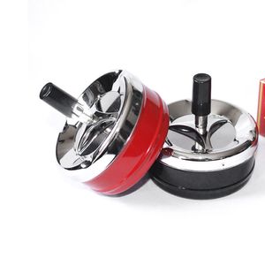 Creative Metal Plastic Round Ashtray Ash Tray Smoking Accessories With Lids Press Rotary Portable Cigarette Holder Car Ashtray Gift
