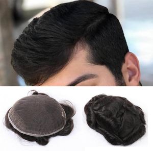 Men039s Wig Super Fine Swiss Lace Men Toupee 8x10 cali Brazylijskie ludzkie włosy protetyczne męskie peruki 8854159