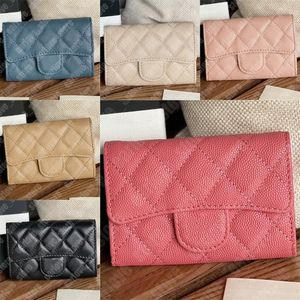 women luxury designer Caviar card holder fashion leather mini wallets for woman high quality fold flap wallet purse man cardholder with box