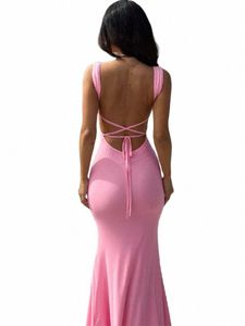 Dulzura Lace Up Backl Rosa Lg Dr Für Frauen Bodyc Sexy Slim Strap Maxi Dr Party Elegante Geburtstag Abend Outfits p8J6 #