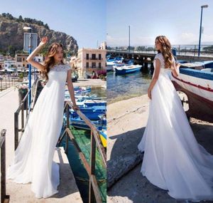 Simple Empire Wedding Dresses for Maternity Bridal Lace Chiffon Plus Size Wedding Bridal Glown Custom Made1536207