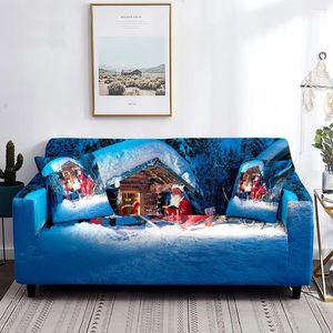 Coprisedia Natale Babbo Natale Copridivano Inverno Snow House Fodera elasticizzata Protezione per mobili Lavabile Donna Regalo per bambini Casa