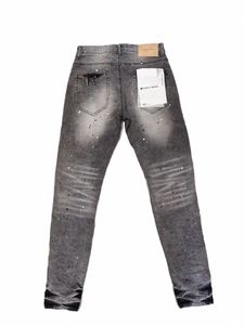 purple Brand Denim Jeans Men's Distred Streetwear Fi Slim Paint Graffiti Damaged Ripped Hip Hop Jean Pants D3uj#