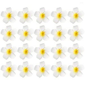 Dekoratif çiçekler 20 adet yapay frangipani saç klipleri kızlar için tiara plumeria çiçek saç tokası başlık