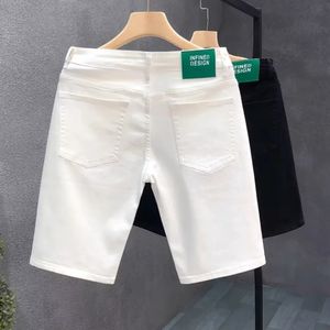 Summer Korean Fashion Luxury Designer cowboy White Black Jeans for Men Trendy Slim Fit Casual Pants Boyfriend Jeans Shorts 240327