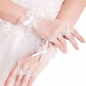 free Ship! Cheap Ivory Lace Mittens Short Wedding Party Bridal Gloves Fingerl Wedding Accories Mariage High Quality Y9Xg#